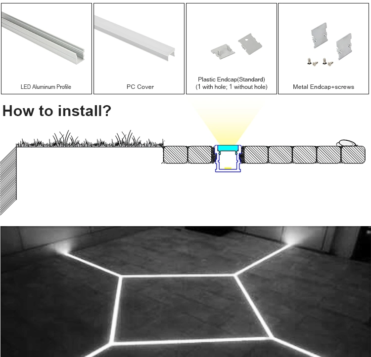 LED Profile Aluminiumwaterproof U Shape Floor Recessed Linea Aluminum LED Profiles