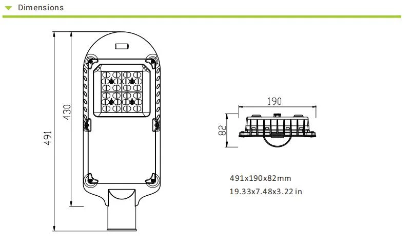 Optional Type 2m Type 3m Beam Angle Street Lights 100-240VAC 40W Outdoor Lighting