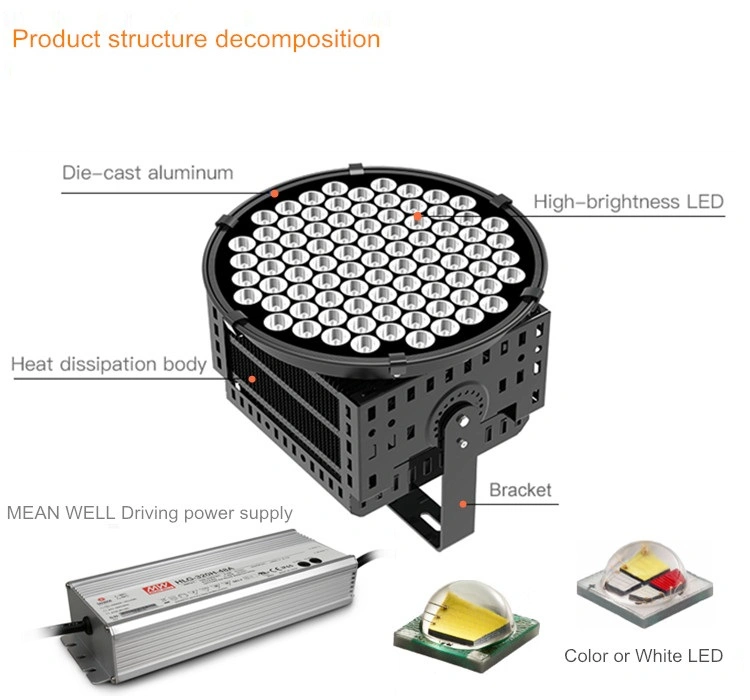 5 10 15 30 50 Degree Beam Angle Outdoor Spotlight 500W Universal Trades Lamp Halogen LED Flood Light for Stadium 1000W